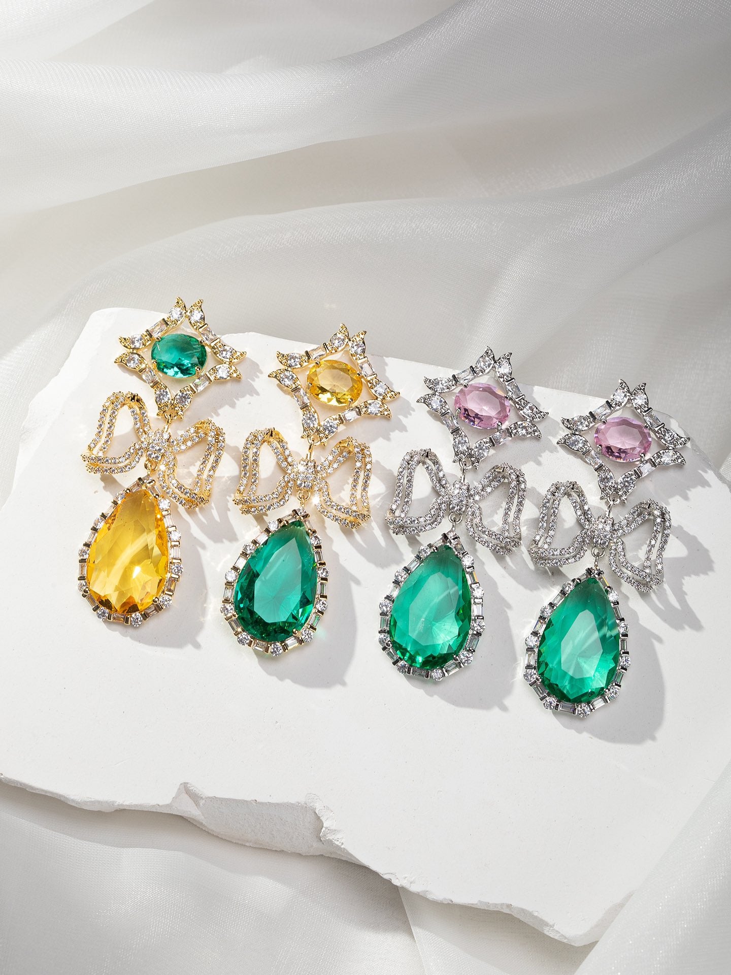 أقراط فاخرة خفيفة على شكل عقدة - أقراط مرصعة بالزركون الدقيق للنساء