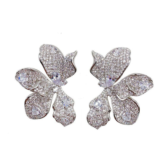 Petal &amp; Flower Diamond-Inlaid Earrings – Luxurious, Elegant, Stamen-Inspired Courtly Dangles 