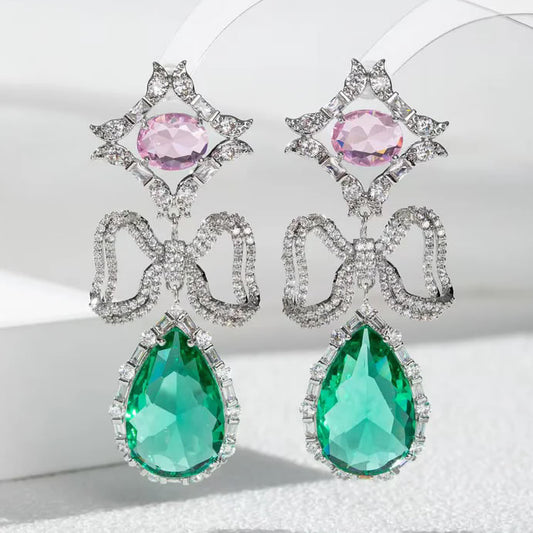 أقراط فاخرة خفيفة على شكل عقدة - أقراط مرصعة بالزركون الدقيق للنساء 