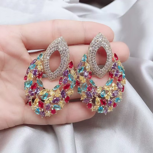 أقراط بوهيمية فاخرة كبيرة الحجم - أقراط متدلية على الطراز العرقي القديم 