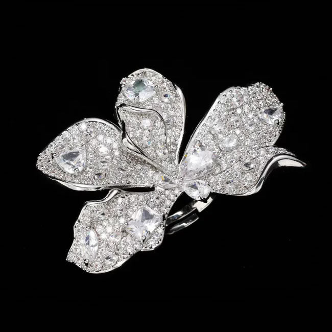 أقراط زهرة كبيرة - أقراط خفيفة الوزن فاخرة عالية الجودة مرصعة بالكامل بالزركون 