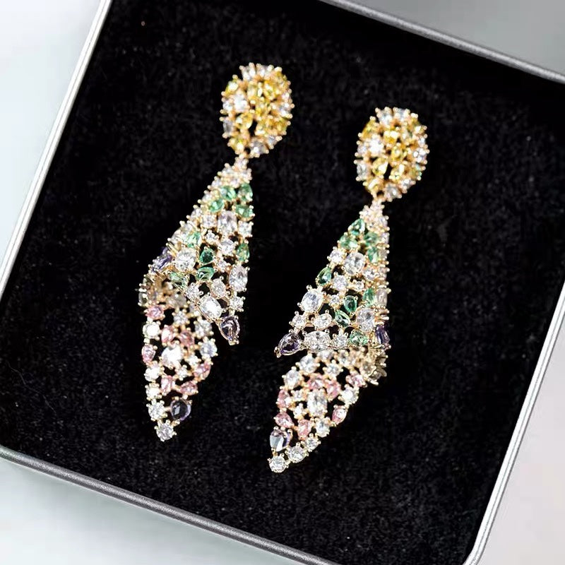 أقراط زركون غير منتظمة للنساء - أقراط صدفية فضية متدلية، أقراط جديدة جريئة وفريدة من نوعها 